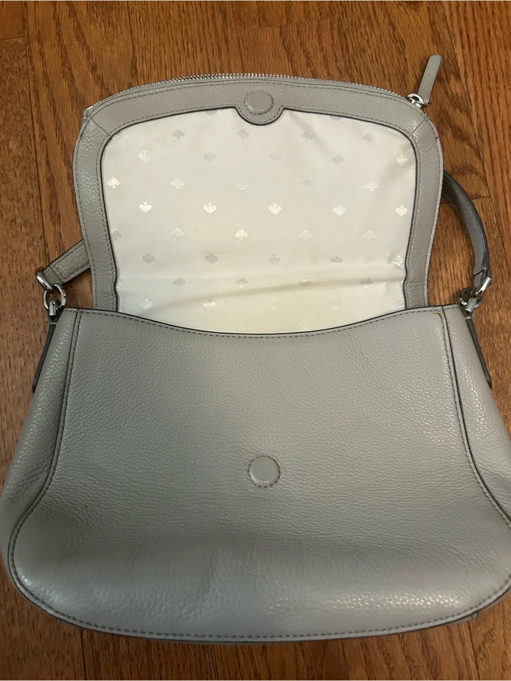 kate spade Pebbled Leather Shoulder Bag in Light Gray